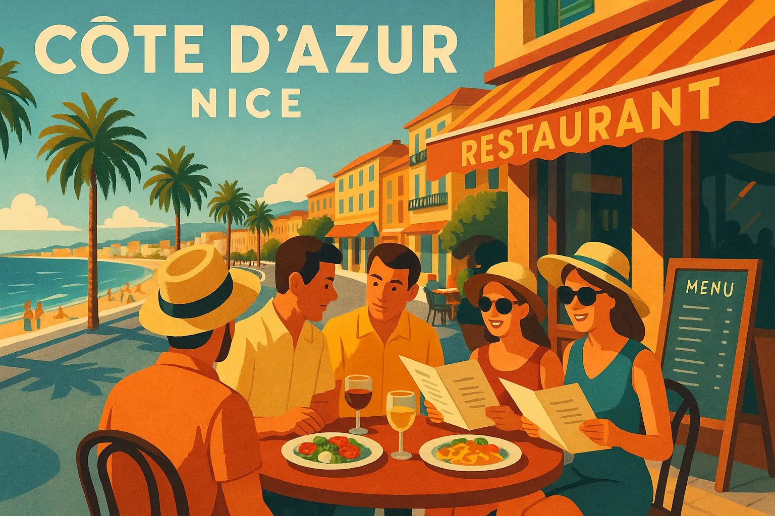 Restaurant sur la Promenade des Anglais à Nice avec menu QR code
