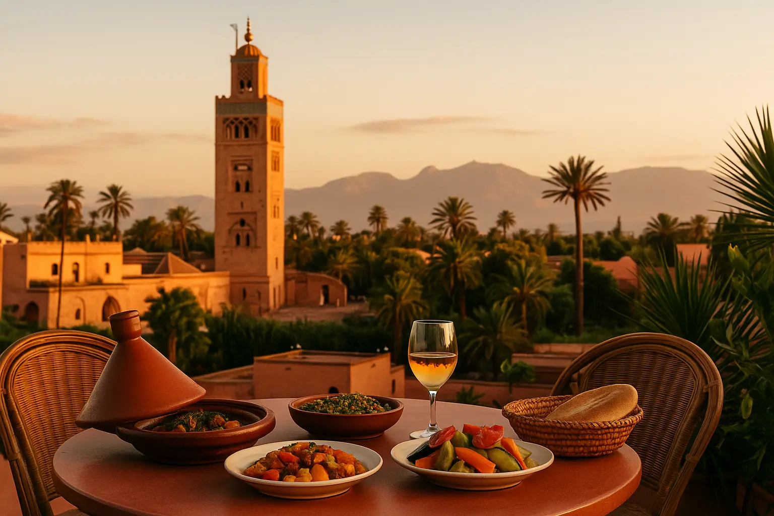 Touriste scannant un menu QR code dans un restaurant traditionnel de Marrakech