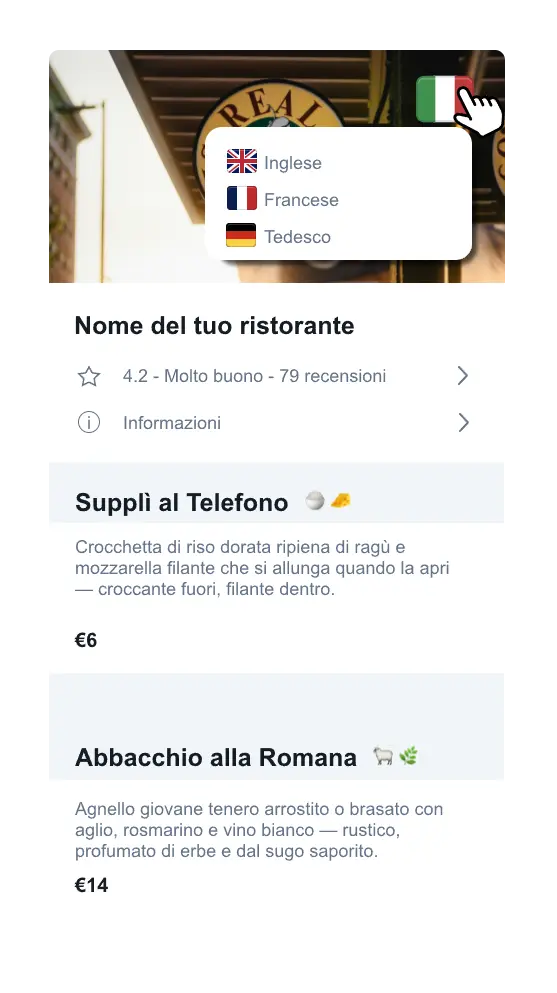 menu multilingua turisti Roma