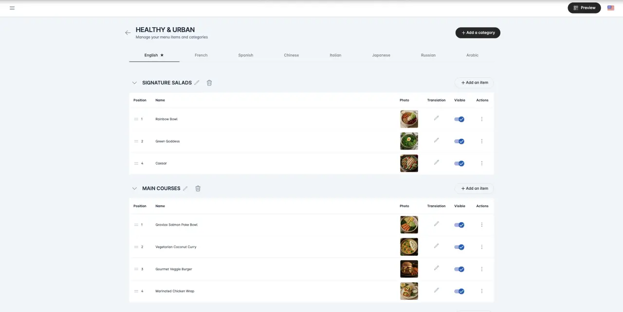 Interface ShevaFood