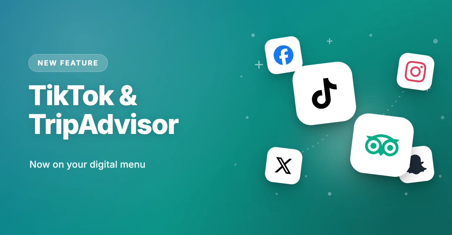TikTok and TripAdvisor social links now available on your ShevaFood digital menu